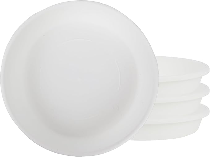 The HC Companies Flower Pot Saucers - Plastic Plant Saucer for Outdoors & Indoors - Traditional Design Plant Pot Trays for Water Drainage - Durable & Stylish Round Plant Tray (8-inch White)