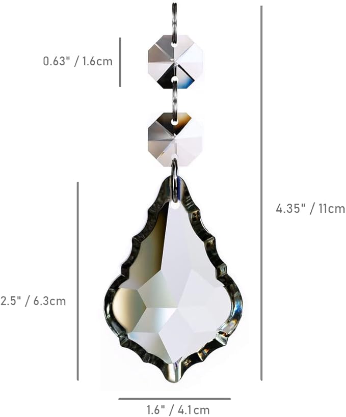 12pcs Maple Leaf Crystal Chandelier Prism Pendant Parts, 63mm Hanging Crystals Beads for Chandelier Wedding Decoration Clear