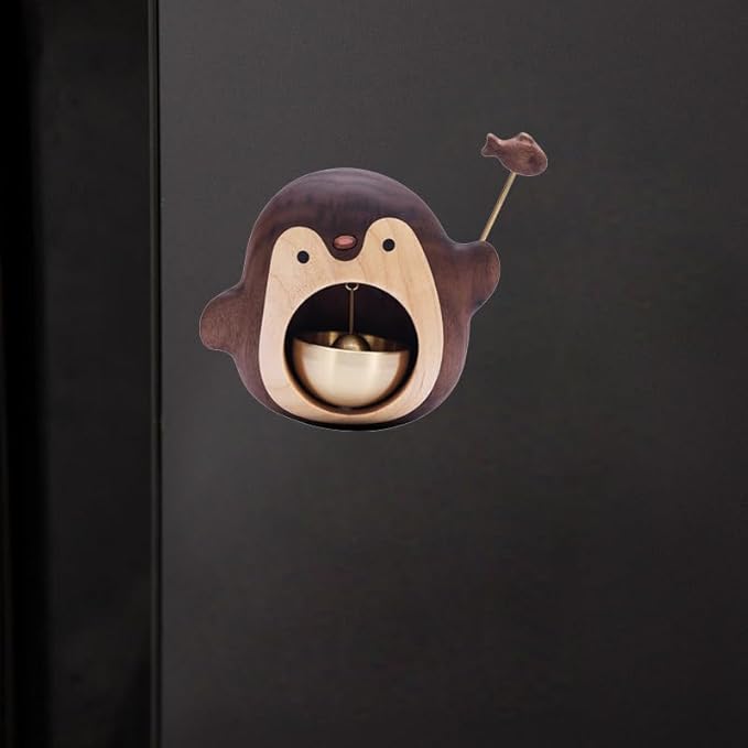 Shopkeepers Bell for Door Opening, Wood Doorbell Magnetic Wind Chime for Refrigerator Room Garden, Cute Decorative Doorbell for Home/Store/Restaurant Door, Creative Gift (Walnut)