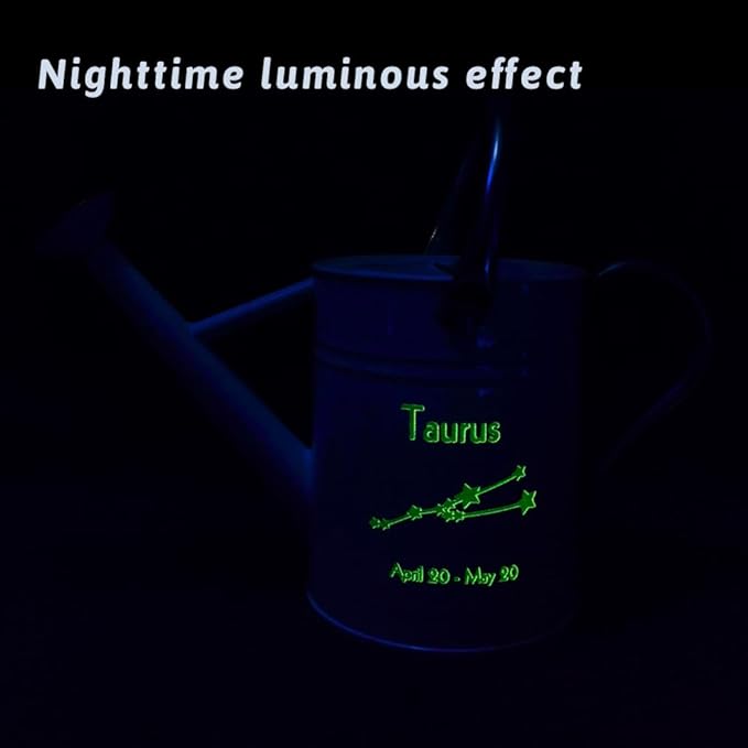 Metal Watering Can for Outdoor and Indoor Plants, Watering Can Decor, 1 Gallon (Taurus)