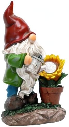 TERESA'S COLLECTIONS Sunflower Garden Gnomes Decorations for Yard with Solar Lights, Cute Resin Garden Sculptures & Statues for Outdoor Patio Lawn Ornaments,Ideal Gifts for Mom Women and Man, 11.4"