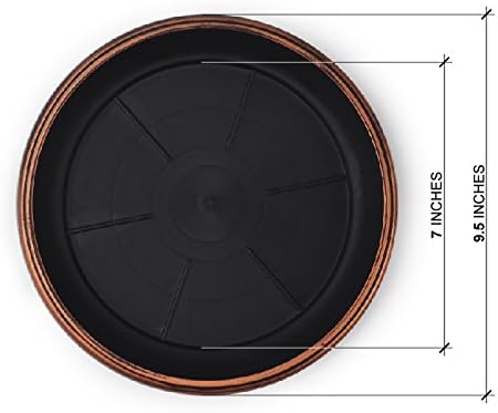 9" Decorative Heavy Duty Tray/Saucer (2 Pack) Rustic Medieval/French Country Look, Pot/Planter Base for Indoor/Outdoor Decor Use. Long Lasting, Reusable Light Weight (9 inches, Copper)