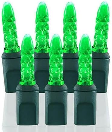 Pro Christmas M5 LED Holiday Lights - 70 Bulbs, 23.3ft - Professional Grade Indoor Outdoor Diamond Cut Sparkle Light Strings for Home Decorations and Christmas Trees - Green