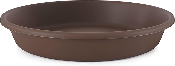 The HC Companies 16 Inch Round Plastic Classic Plant Saucer - Indoor Outdoor Plant Trays for Pots - 16"x16"x3" Chocolate