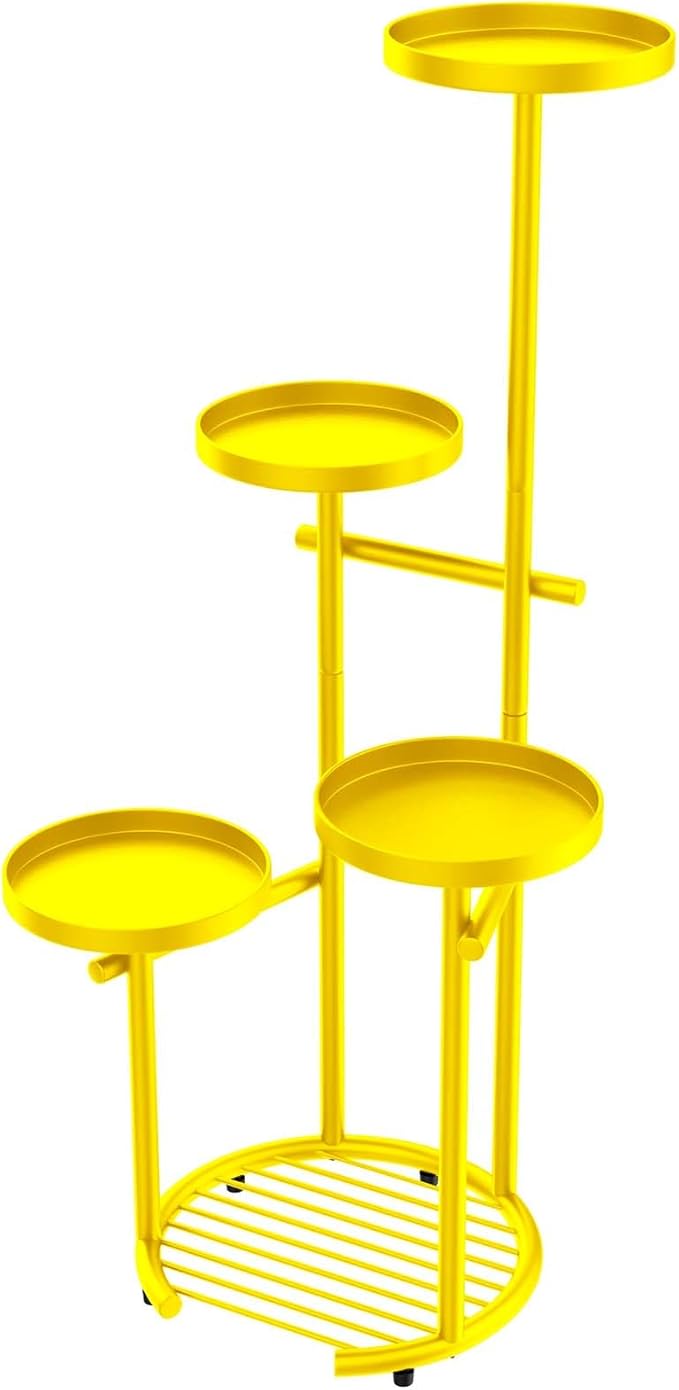 TOSKING 5 Tier Metal Plant Stand Indoor， Plant Shelf, Corner Shelf Flower Pot Stand for Outdoor Plant Stand for Living Room Balcony Garden Patio Bedroom (5Tier-37''-yellow)