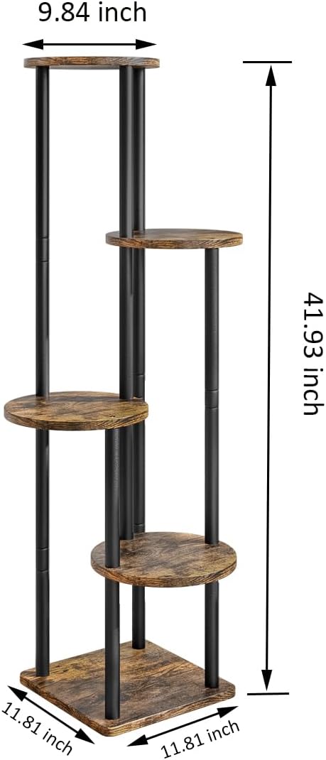 AZERPIAN Plant Stand Indoor 5 Tier Metal Plant Shelf for Multiple Plants Corner Tall Flower Holders for Living Room Balcony Bedroom Patio Garden (Black, 5 Tier)