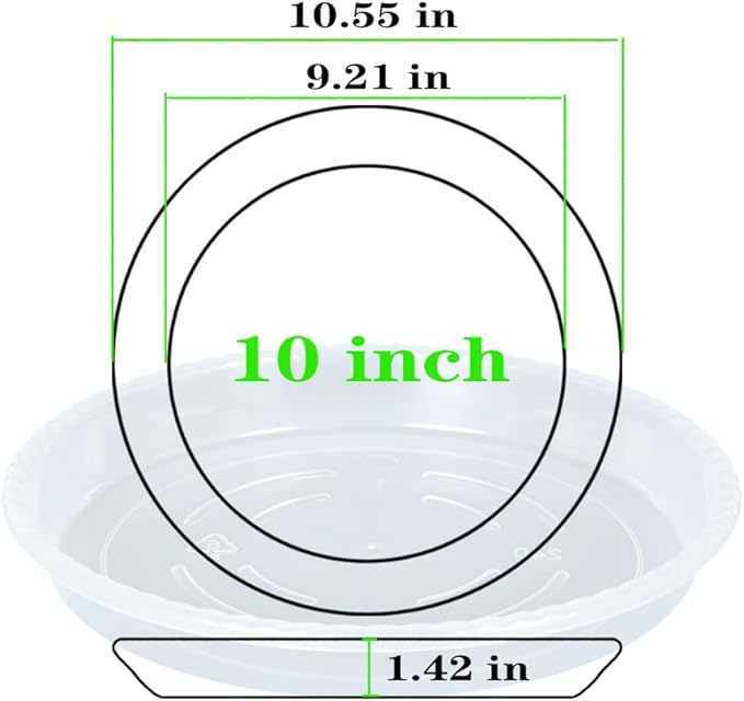 Plant Saucer 2 Pack of 10 inch, Clear Plastic Flower Plant Pot Saucer, Heavy Duty Plant Drip Trays Saucers for Indoor, Plant Water Tray for Planters