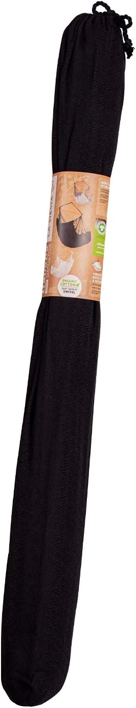 LA SIESTA® - Large Comfort Habana Cotton Hammock Chair & CasaMount - Hanging Chair w/Suspension Kit for Walls Ceilings & Square Beams - Indoor Outdoor Swing Hanging Chair Bedroom Balcony - Onyx