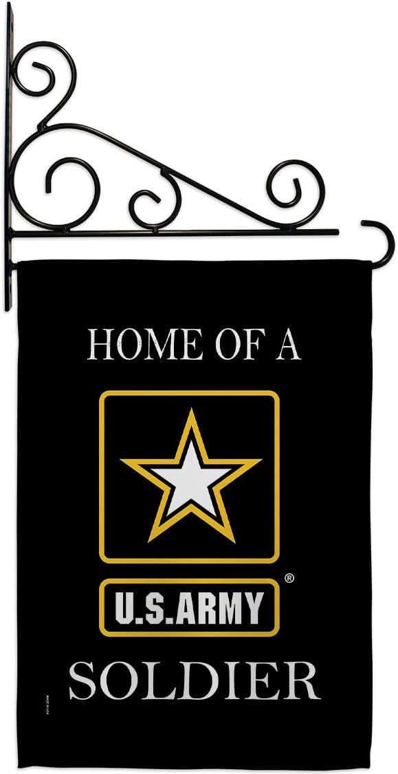 US Army Army Soldier Garden Flag Set Wall Holder Armed Forces Rangers United State American Military Veteran Retire Official House Decoration Banner Small Yard Lawn Proch, 13 x 18.5 inch, Made In USA