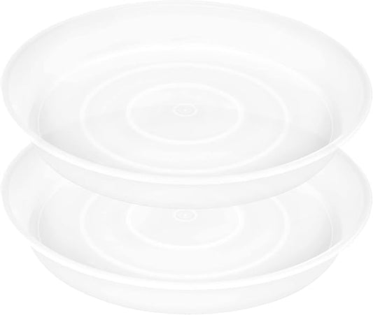 2 Pack of 14 inch Plant Saucer (12.2 Inch Base), 1.7" Depth Tray, Large Deep Garden Plastic Flower Planter Plant Trays for Indoors Outdoor Bath Bath (14", Clear)