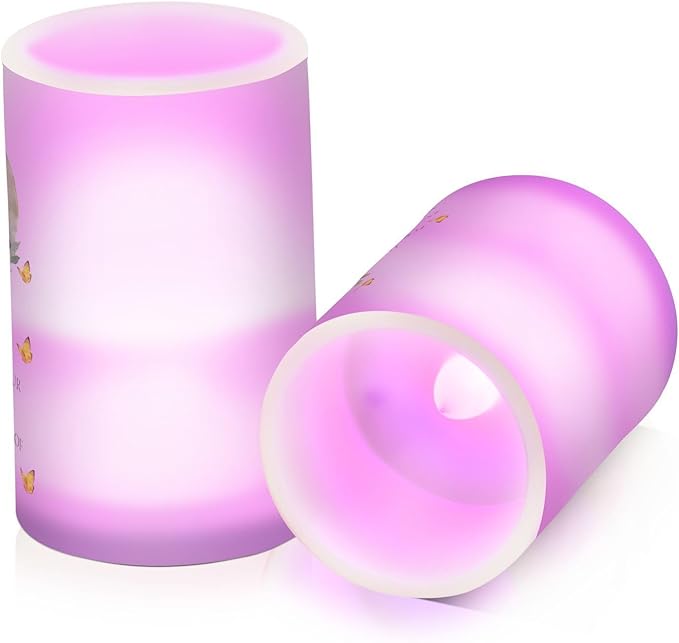 Vdsrup Flameless Candles Set of 2 Memorial Custom LED Candles with Timer Battery Operated Sunflower Candle Lights Flickering with Remote for Home Bedroom Decor
