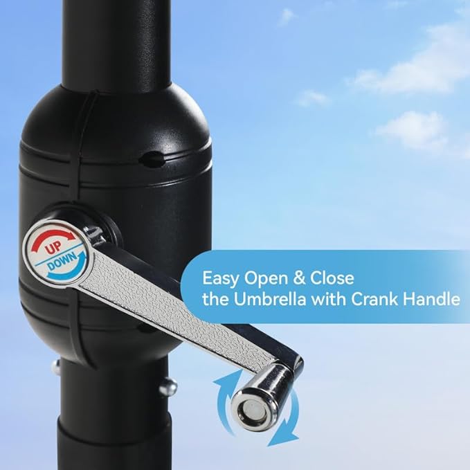 GREEN PARTY 15 ft Rectangle Patio Umbrella with Base Included, Double-Sided Table Umbrella with Crank, Large Outdoor Umbrellas for Patio Poolside Garden Backyard, Smoky Gray