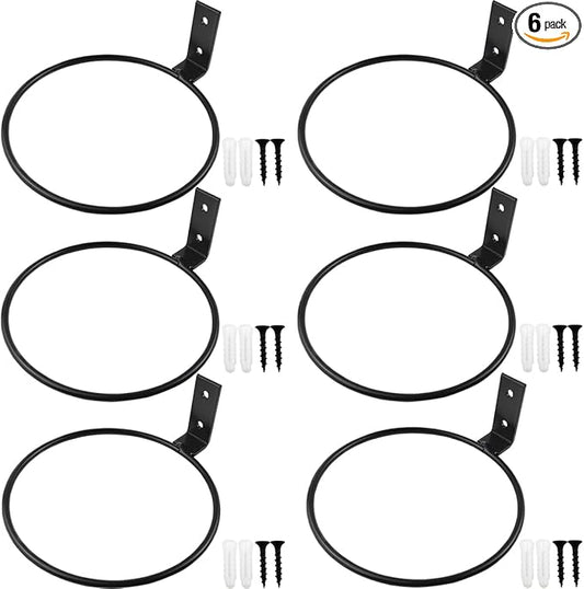 GXXMEI 6 Pack 6 Inch Wall Flower Pot Holder Ring Plant Hanger, Metal Planter Hooks Wall Mounted Bracket Heavy Duty for Outdoor Indoor