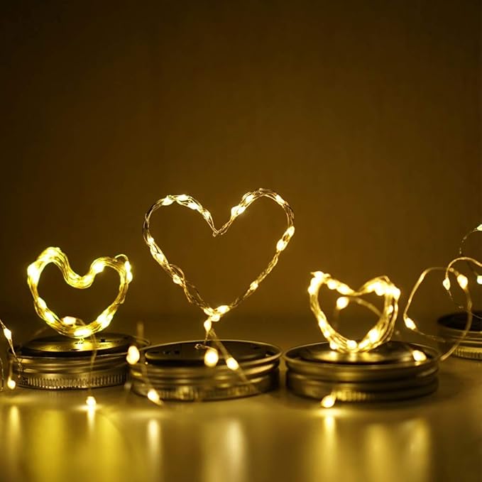Solar Mason Jar Lights, 12 Pack 30 LED Waterproof Lid Light with Hangers (No Jar), Fairy Firefly Outdoor String Lights for Regular Mason Jar, Patio, Yard, Garden, Wedding Decoration (Warm White)