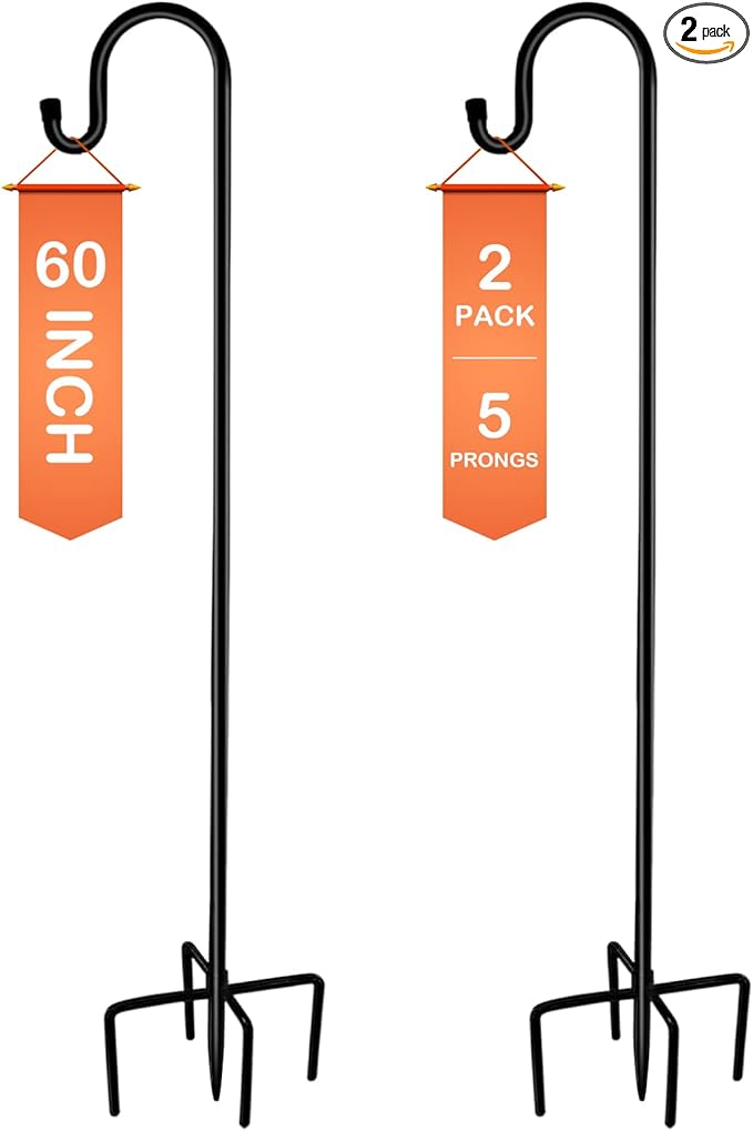 Ottsuls Shepherd-Hooks 60" Adjustable for Bird-Feeder Lantern Plant-Hook Garden-Stake - Plant Stand Hanger for Outdoor Flower Basket, Bird Feeder Hanger Weddings Decor (2 Pack)