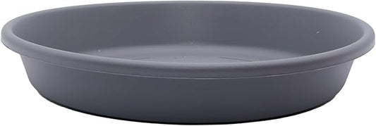 The HC Companies 8 Inch Round Plastic Classic Plant Saucer - Indoor Outdoor Plant Trays for Pots - 8.5"x8.5"x1.5" Warm Gray