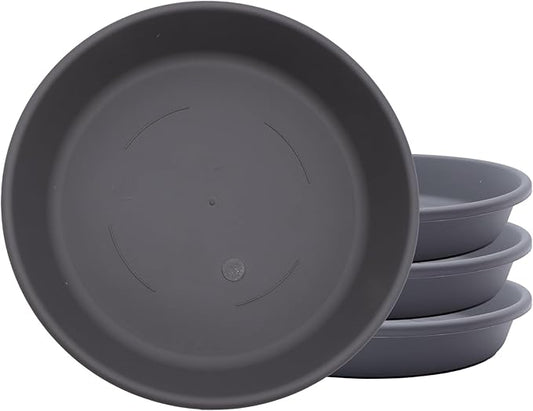 The HC Companies Flower Pot Saucers - Plastic Plant Saucer for Outdoors & Indoors - Traditional Design Plant Pot Trays for Water Drainage - Durable & Stylish Round Plant Tray (10-inch Warm Gray)