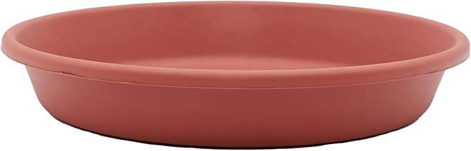 The HC Companies 12 Inch Round Plastic Classic Plant Saucer - Indoor Outdoor Plant Trays for Pots - 12.5"x12.5"x2.13" Clay