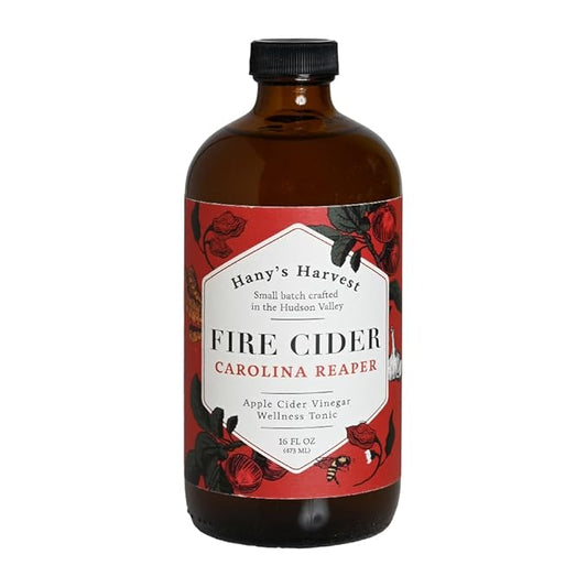 Hany's Harvest Carolina Reaper Fire Cider – 16 fl oz Glass Bottle | All-Natural, Small-Batch, Handcrafted, Non-GMO, Gluten-Free, Immune & Digestive Support
