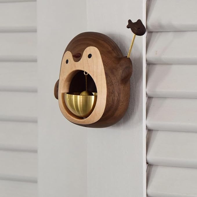 Shopkeepers Bell for Door Opening, Wood Doorbell Magnetic Wind Chime for Refrigerator Room Garden, Cute Decorative Doorbell for Home/Store/Restaurant Door, Creative Gift (Walnut)