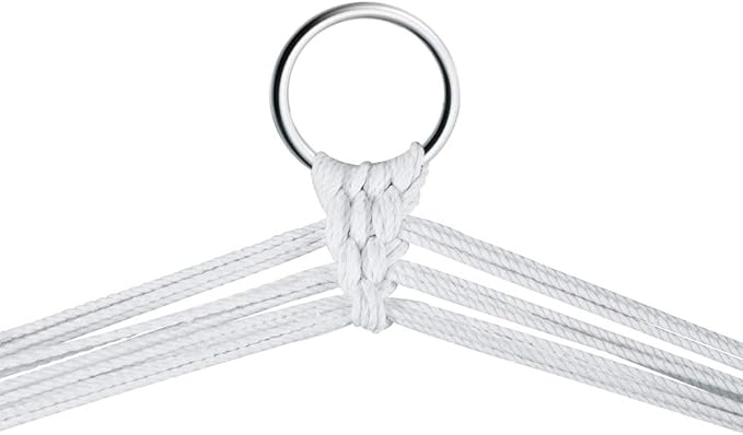 Lazy Daze Hammocks Hanging Chair Caribbean Swing Chair Hammock Chair w/Soft-Spun Cotton Rope, 40" Hardwood Spreader Bar Wide Seat, Max 300 Pounds, for Indoor Outdoor Garden Yard, White