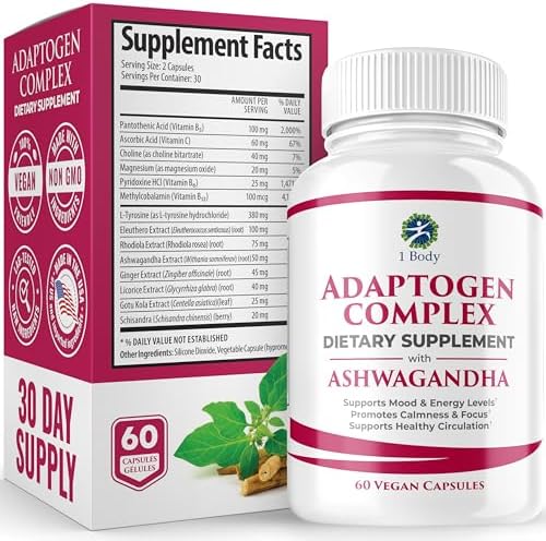 1 Body Ashwagandha Complex Supplement 60 Vegan