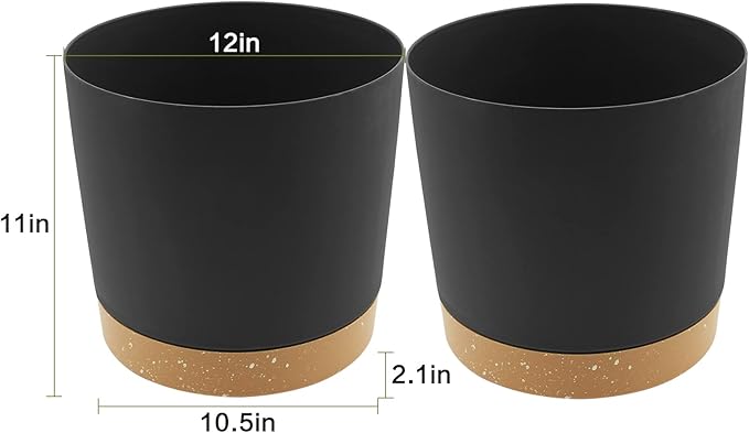 QCQHDU 12 inch Plant Pot, 2 Pack Planters for Indoor Plants with Drainage Holes & Saucer, Outdoor Flower Pots Home Garden Modern Decor