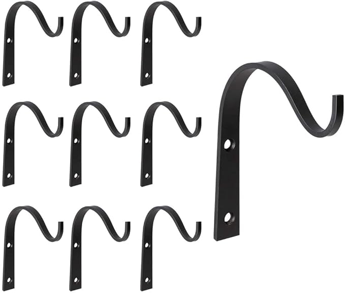 Mkono 10 Pack Iron Wall Hooks for Hanging Plant Lanterns, Plant Hanger Fence Metal Bracket for Bird Feeders, Wind Chimes, Mason Jar Sconces, Light Outdoor Indoor Rustic Home Decor, 3 Inch