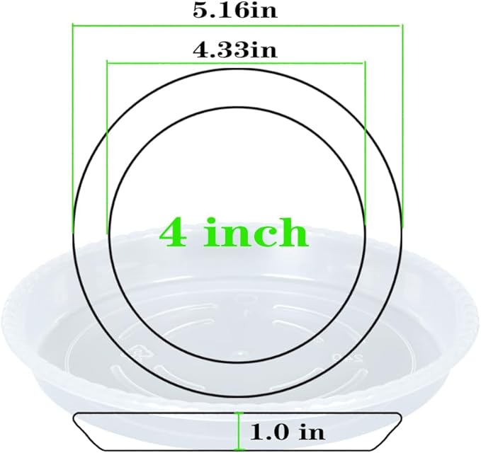 Plant Saucer 6 Pack of 4 6 8 10 12 14 16 inch, Clear Plastic Flower Plant Pot Saucer, Heavy Duty Plant Drip Trays Saucers for Indoor, Plant Water Tray for Planters (4", Clear)