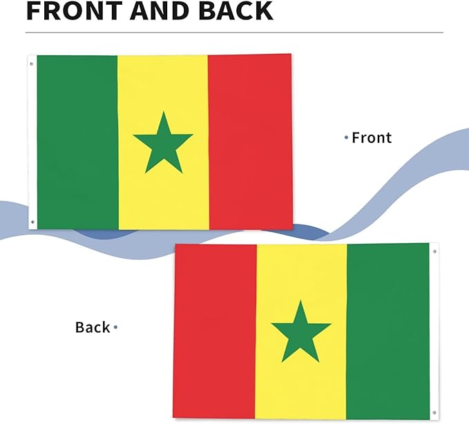 Senegal Senegalese Flag Garden Yard House 2x3 ft Flags Double Sided Print Banner Indoor Outdoor Party Home Decorations for Boat Dorm House Balcony