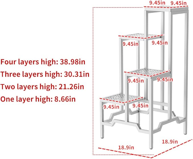 Plant Stand - Aluminum Indoor/Outdoor Flower Rack, Waterproof & Rust-Proof, Stable Support for Pots, Perfect for Living Room, Balcony, Garden, and Office (White, 4 Tier)