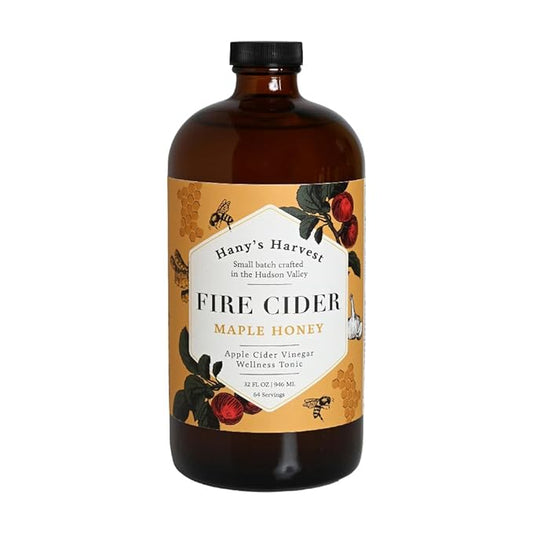 Hany's Harvest Maple Honey Fire Cider – 32 fl oz Glass Bottle | All-Natural, Small-Batch, Handcrafted, Non-GMO, Gluten-Free, Immune & Digestive Support