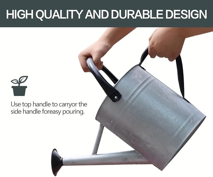 Metal Watering Can, One Gallon Watering Cans Stainless Steel for Outdoor Indoor Garden Plants Watering (Silver 1 Gallon)