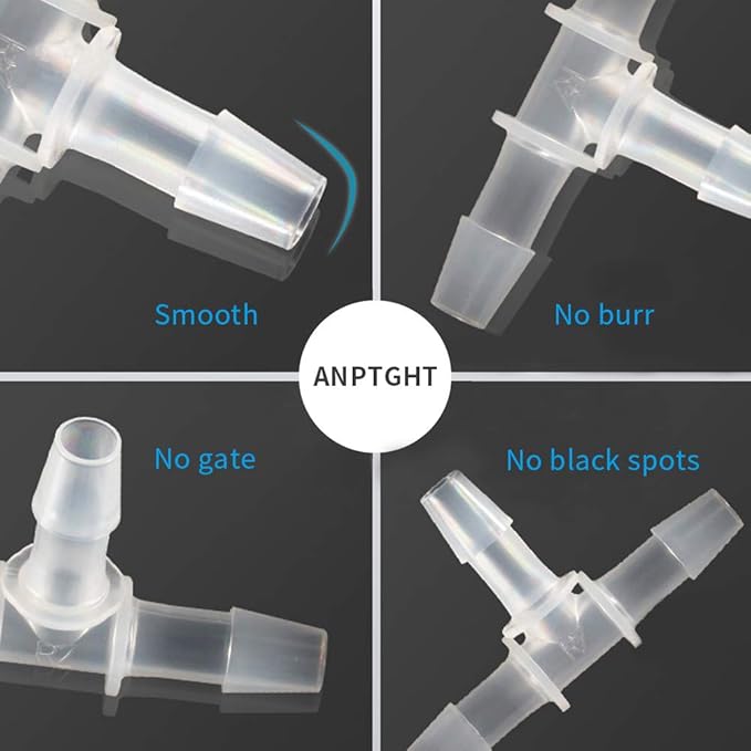 1" Tee Fitting Equal Barb 3 Way Hose Barb Fitting Splicer Joint Mender Adapter Union Fitting for Fuel Gas Liquid Air (Pack of 5)