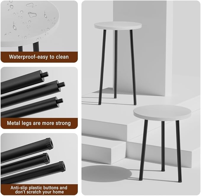 Plant Stand Indoor Tall: Corner Wood Plant Stand 2 Pack Mid Century Modern Decor - Small Round Plant Table for Indoor Plants - Outdoor Plant Holder for Patio Living Room Bathroom Office (White)