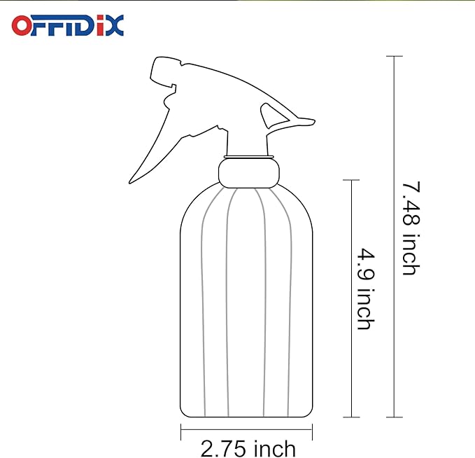 OFFIDIX Spray Bottle, Pressure Watering Can, Handheld Spray Bottles, Outdoor Indoor Plant Mister, 0.4L/13.5oz Glass Water Spray Bottle for Garden, Plants, Cleaning, Hairdressing (Clear)