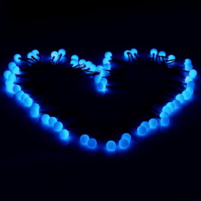 Globe Ball Fairy Lights, 50 LEDs 23ft/7M Solar Led Globe String Lights Waterproof with Two Lighting Modes for Garden Outdoor Party Christmas Decoration (Blue)