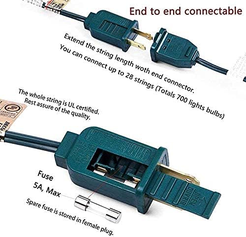 25FT C7 LED Christmas Lights Outdoor, C7 Warm White Christmas String Light with 27 LED Bulb, Hanging Vintage Christmas Lights UL Listed for Patio Backyard Party Tree Roofline House Xmas Decorations