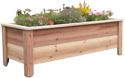 Handmade Custom Heavy Duty Rectangular Raised Cedar Wood Garden Planter Box – 46", 36", 24" – Indoor/Outdoor Farmhouse Style for Flowers & Vegetables – Made in USA (46" L x 15.5" W x 16.5" H)
