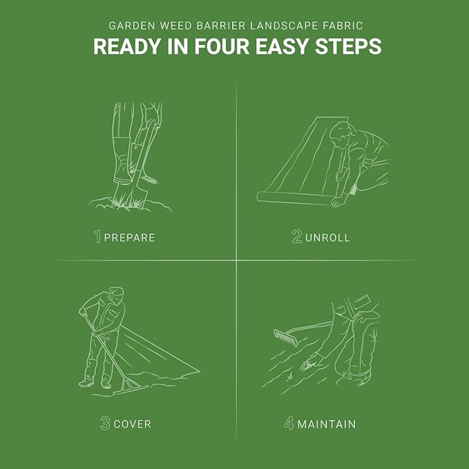 ECOgardener Premium Landscape Fabric, 4ft x 50ft Pro Garden Weed Barrier - Durable & Heavy Duty Weed Block Gardening Mat, Easy Setup