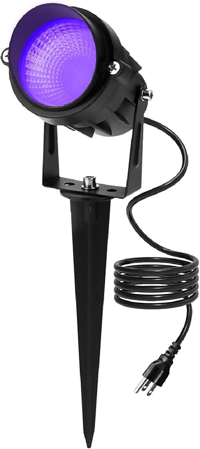 Halloween Black Light Outdoor Spotlight, 12W Purple LED Spotlights Blacklight, Waterproof Spot Landscape Lights with US Plug for Glow Party, Poster, Bar, Yard, Garden Gyms Decor (1Pack)