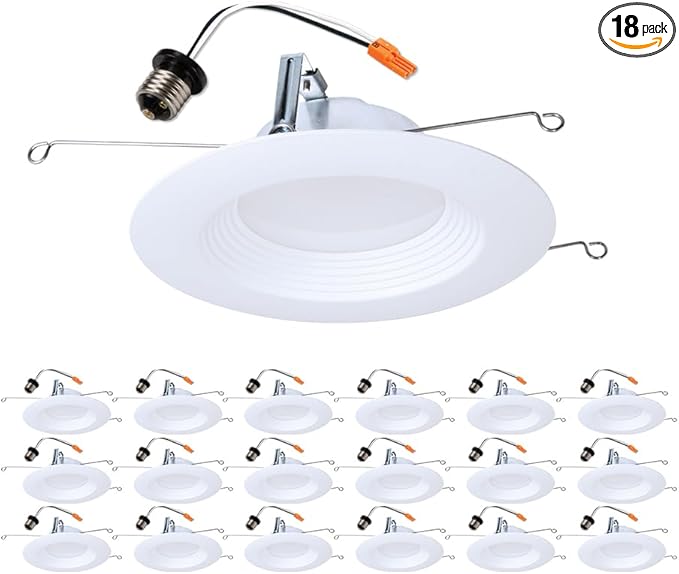 HALO LTE 5/6 Inch Indoor/Outdoor Recessed LED Trim Can Light, 3000K - Contractor Value Pack (18-Pack) - LTE566930-18PK