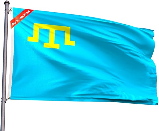 Double Sided Crimea Tatar Flag 4x6FT Crimean Tatars Polyester Banner With 2 Grommets Fade Resistant Vivid Color For Patriotic Festival Events Party Decoration (Crimean Tatars, 4x6FT-3ply)