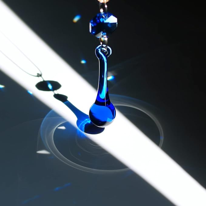 12pcs Raindrop Crystal Chandelier Prisms Parts, 53mm Hanging Crystals Beads for Chandeliers, Home Decoration (Mid Blue)