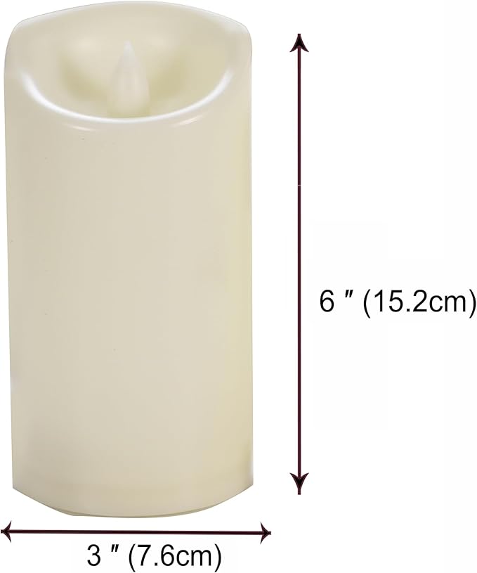 CANDLE CHOICE Waterproof Outdoor Battery Operated Flameless Candles with Timer Flickering Plastic Resin Electric LED Pillar Lights for Lantern Patio Garden Wedding Party Decorations 3x6 Inches 2 Pack
