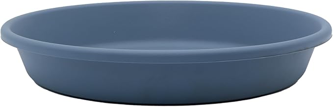 The HC Companies 12 Inch Round Plastic Classic Plant Saucer - Indoor Outdoor Plant Trays for Pots - 12.5"x12.5"x2.13" Slate Blue