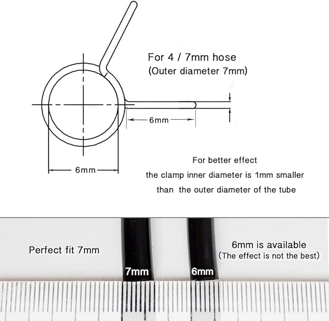 Heeqinn 1/4" Irrigation Hose Clamp, Firm and Leak-Proof, Easy to Install, Solution for Leaking of Drip Irrigation Kit Connector, Irrigation Fit, Irrigation part, 100pcs