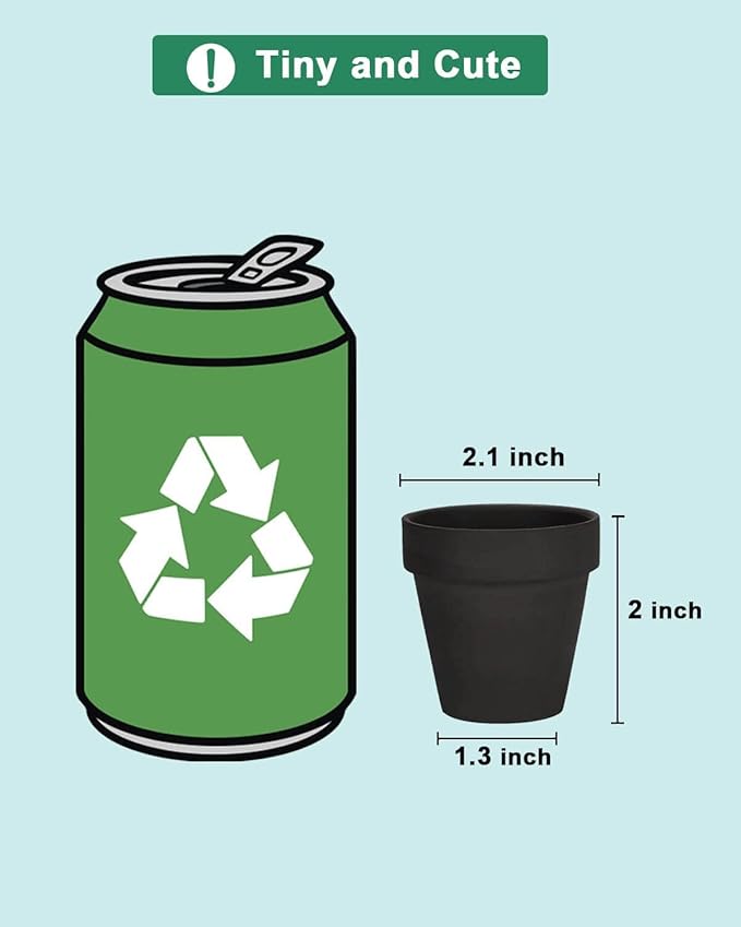 vensovo 48 Pcs Tiny Terracotta Pots - 2 inch Black Small Mini Clay Pots with Drainage Holes Flower Nursery Terra Cotta Pots for Indoor/Outdoor Succulent Plants, Crafts, Wedding Favor