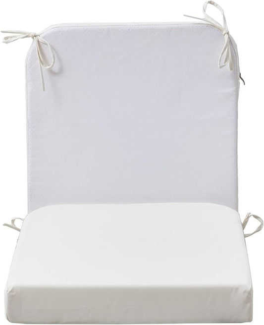 19 x 19 Inch Outdoor Seat Cushions for Patio Furniture with Non Slip and Ties Waterproof & UV Resistant Round Corner Outdoor Chair Cushions Replacement Set of 2, Beige