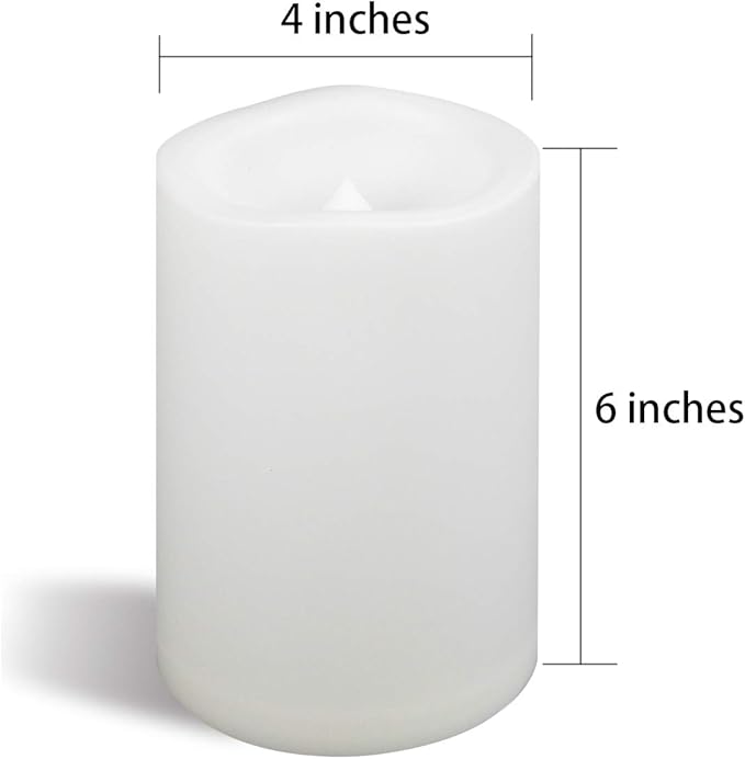 CANDLE CHOICE Waterproof Outdoor Battery Operated Flameless Candle Remote Timer Large Tall White Plastic Realistic Flickering Electric LED Pillar Lantern Garden Wedding Christmas Decorations 4”Dx6”H